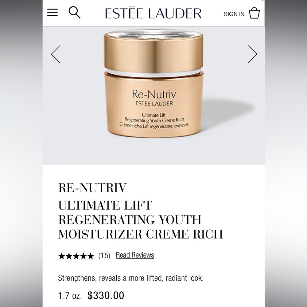 NIB Estée Lauder RE-NUTRIV ULTIMATE LIFT REGENERATING YOUTH CREME RICH 50ml